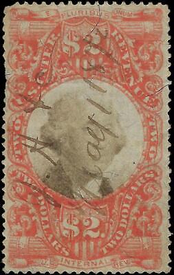 VEGAS - 1862-71 Revenue - Scott R145 - No Cut - Horiz Crease -Thin Upper Left Edge