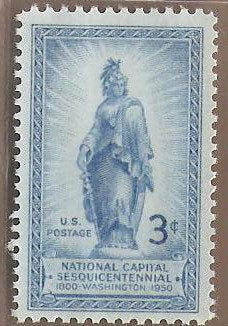 1950 Statue of Freedom on Capitol Single 3c Postage Stamp - Sc# 989 MNH,OG