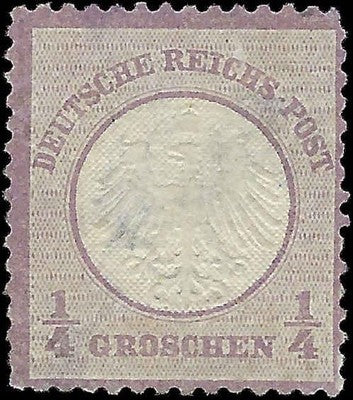 c1872 Germany 1/4gr - Scott 1 - VL Cancel - Thin, Light Crease - Cat= $85