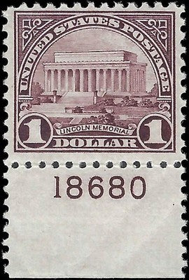 c1923 - Scott 571 MNH, OG with Plate Number