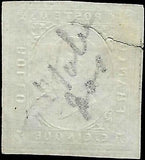 VEGAS - 1854 Sardinia Italy 5c Stamp -Sc# 7 - Used With Tear - See Images