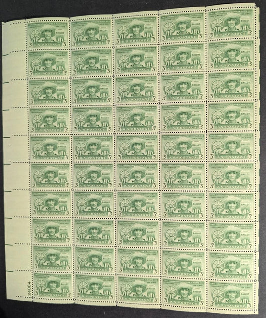 1949 USA Puerto Rico 3c Sheet -Scott 983 -MNH, Undisturbed OG -Corner Flaw