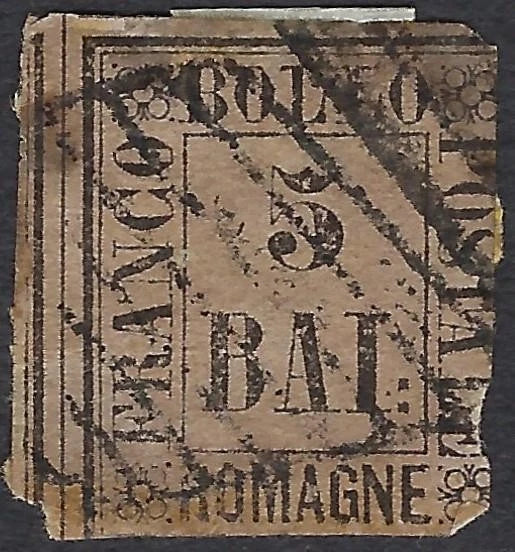 1859 Romagna, Italy 5b Stamp - Used - Scott 6 - Cat= $400! - Flaws