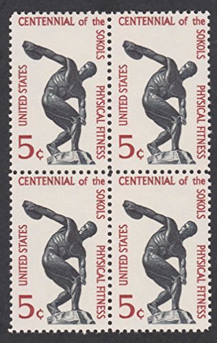 1965 Physical Fitness Block of 4 5c Postage Stamps -Scott 1262 - MNH,OG cx264