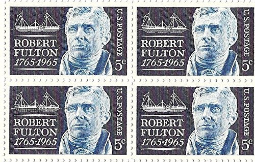 1965 Robert Fulton Block of 4 5c Postage Stamps, Scott1270, MNH, OG
