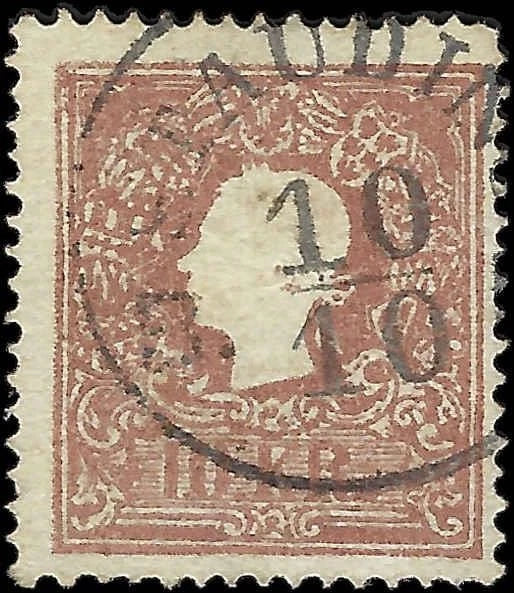 1858 Austrian Empire Scott 10, Type 2? Cancel Appears as "Staudin?"