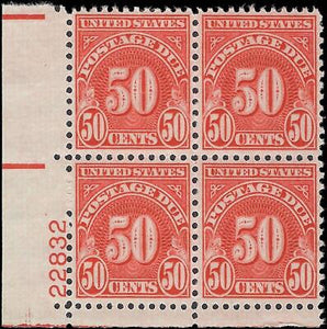 VEGAS - 1931 Postage Due 50c - Scott J86 - Plate Block - MNH, Undisturbed OG