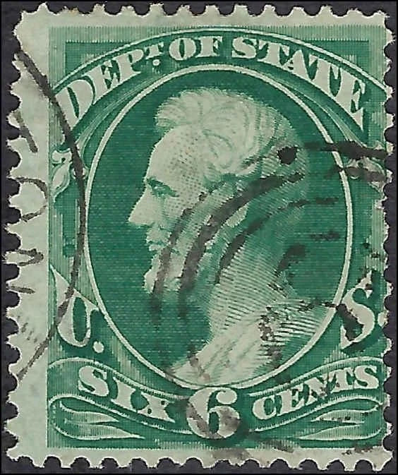 c1873 - Scott O60 Department of State Official Stamp 6c Lincoln - Used