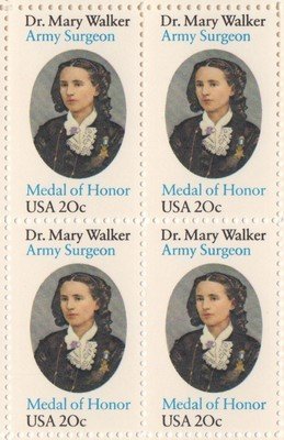 1982 Dr. Mary Walker Block of 4 20c Postage Stamps, Scott2013, MNH, OG