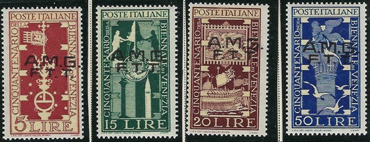 1949 Italy Trieste Scott 36-39 - All Mint Lightly Hinged! - Choice