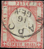 1861 Two Sicilies, Italy 5g Stamp - Sc# 23 - Napoli Cancel - Cat-$125!