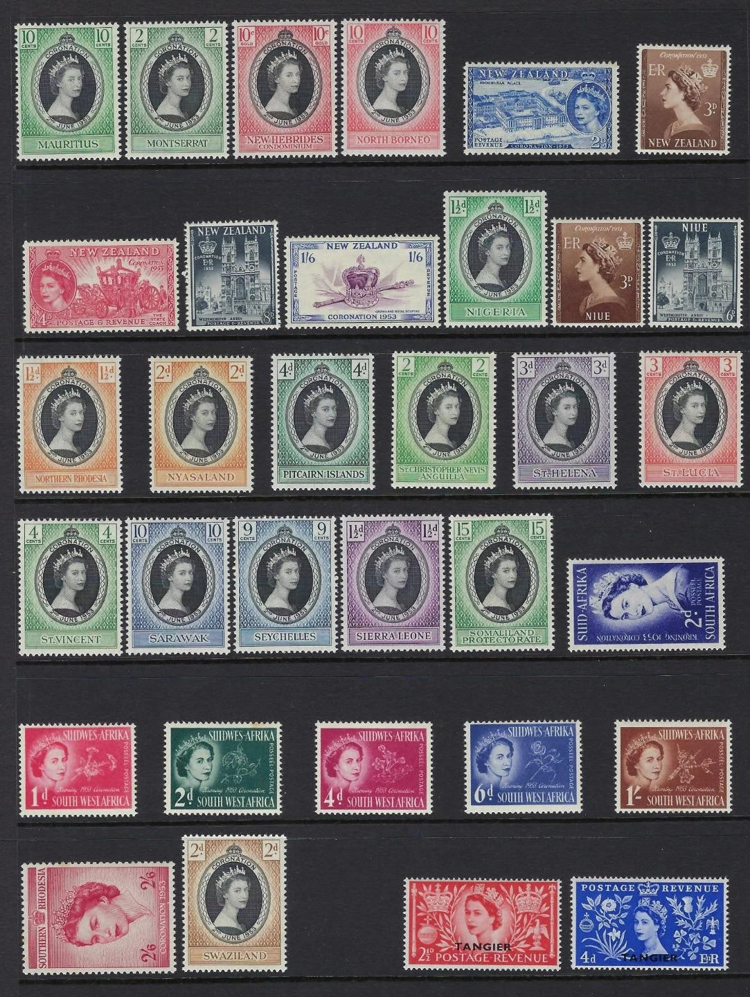 1953 QEII Coronation Omnibus Complete 106 Stamps MNH/VLH Commonwealth