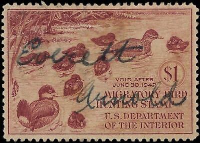 VEGAS - 1941 Duck Hunting Stamp - Scott RW8 - Used - Tiny Thin - Centering!