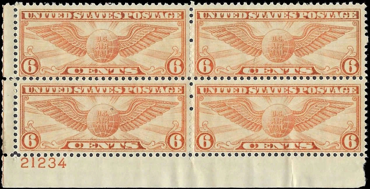 c1934 Scott C19 Airmail Plate Block - MH, OG
