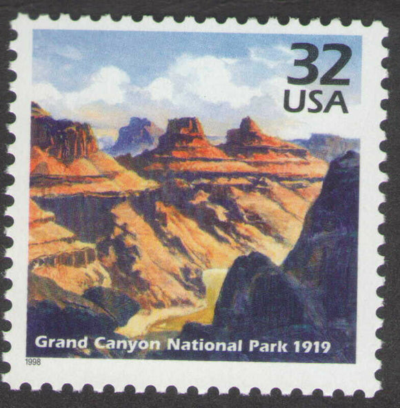 1998 The 1910s Grand Canyon Single 33c Postage Stamp, Sc# 3183h, MNH, OG