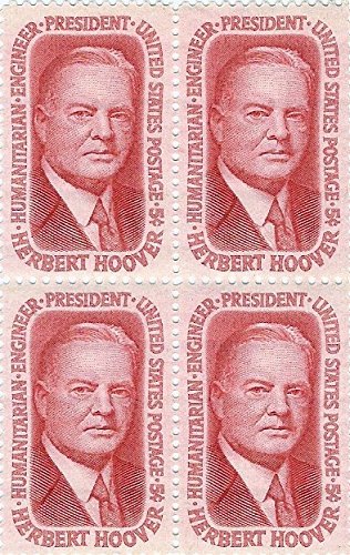 1965 Herbert Hoover Block of 4 5c Postage Stamps, Scott1269, MNH, OG