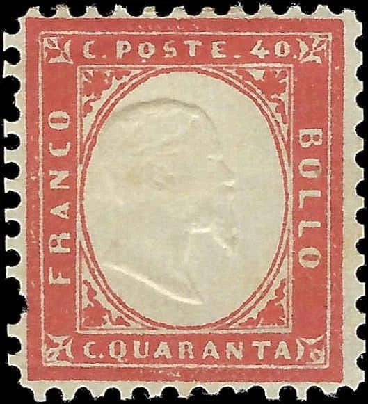 1862 Italy - Scott 20, Sass 3 - MH - Perf 11.5x11.5 - Prob Reperfed Sardinia #13