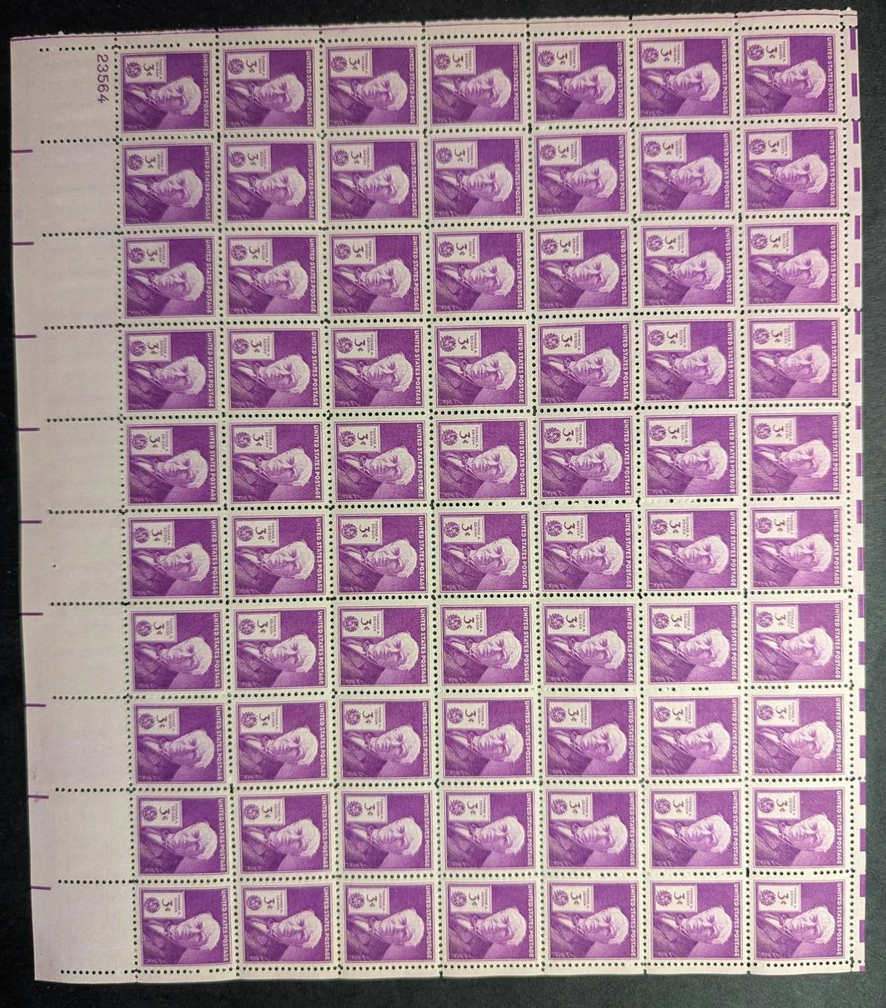 1946 USA Thomas Edison 3c Sheet -Scott 945 -MNH, Undisturbed OG - No Sig Flaws-2