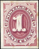 VEGAS - 1887 Postage Due 1c - Scott J15P4 Proof on Card - Some Toning Spots