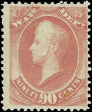 c1873 - Scott O93 War Department Official Stamp 90c - MH, OG - Cat=$225