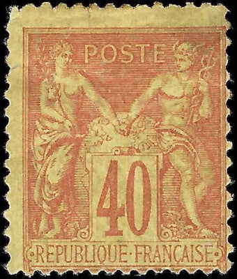 c1880 France 40c - Scott 95 - MH - Thin - Edge Tear Top & Left - Cat= $90