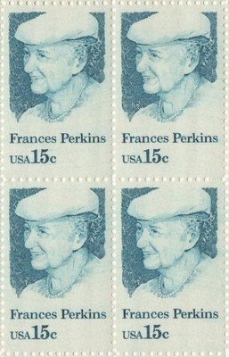 1980 Frances Perkins Block of 4 15c Postage Stamps, Scott1821, MNH, OG
