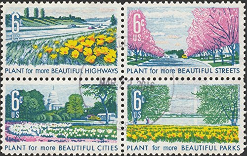 1969 Beautification of America Block of 4 6c Postage Stamps, Scott1365-68, MNH, OG