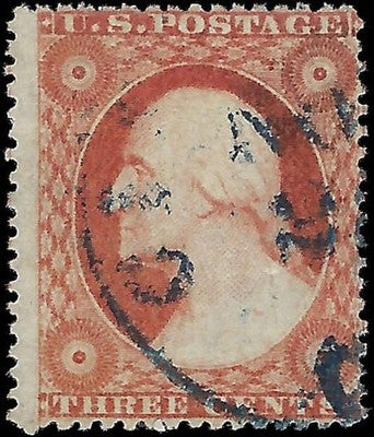 c1857 3c USA Washington - Scott 26 - Type 3 - Used - Solid -FN1240