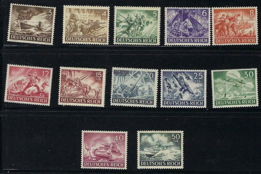 1943 Germany Sc# B218-229 Set - MNH, OG (2 Have Slight Gum Disturbance)