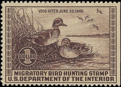 c1939 - Sc# RW6 Hunting Permit Duck Stamp - MNH, Undisturbed OG