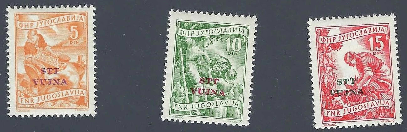 1954 Yugoslavia-Trieste Zone B - Scott 90-92 - MNH, Undisturbed Gum Full Set!