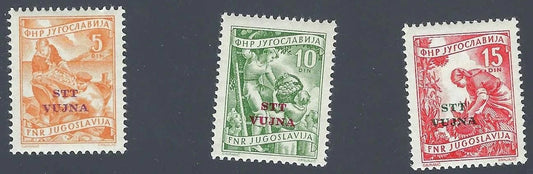 1954 Yugoslavia-Trieste Zone B - Scott 90-92 - MNH, Undisturbed Gum Full Set!