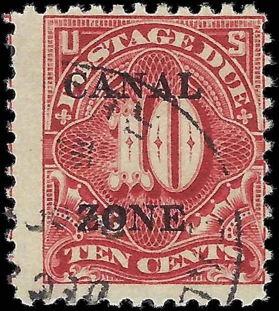 1924 USA Canal Zone 10c Postage Due - Scott J14 - Used - Flat "A"