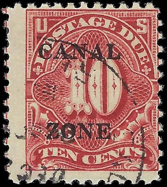 1924 USA Canal Zone 10c Postage Due - Scott J14 - Used - Flat "A"
