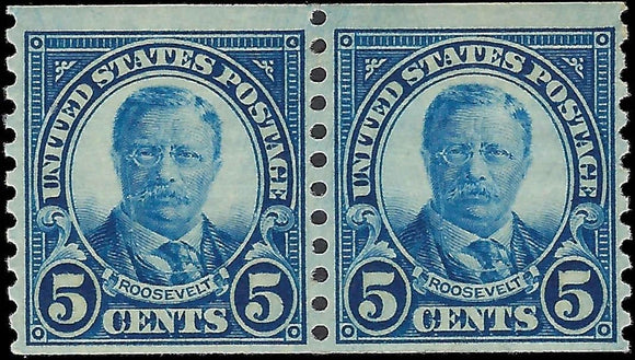 c1924 - Scott #602 - Roosevelt Coil Pair - MNH, Undisturbed OG - Fresh!