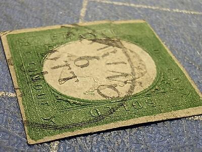 VEGAS - 1854 Sardinia Italy 5c Stamp -Scott 7 - Used With Tear - See Images