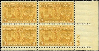 c1944 - Scott E18 Special Delivery Plate Block of 4 - MNH, OG