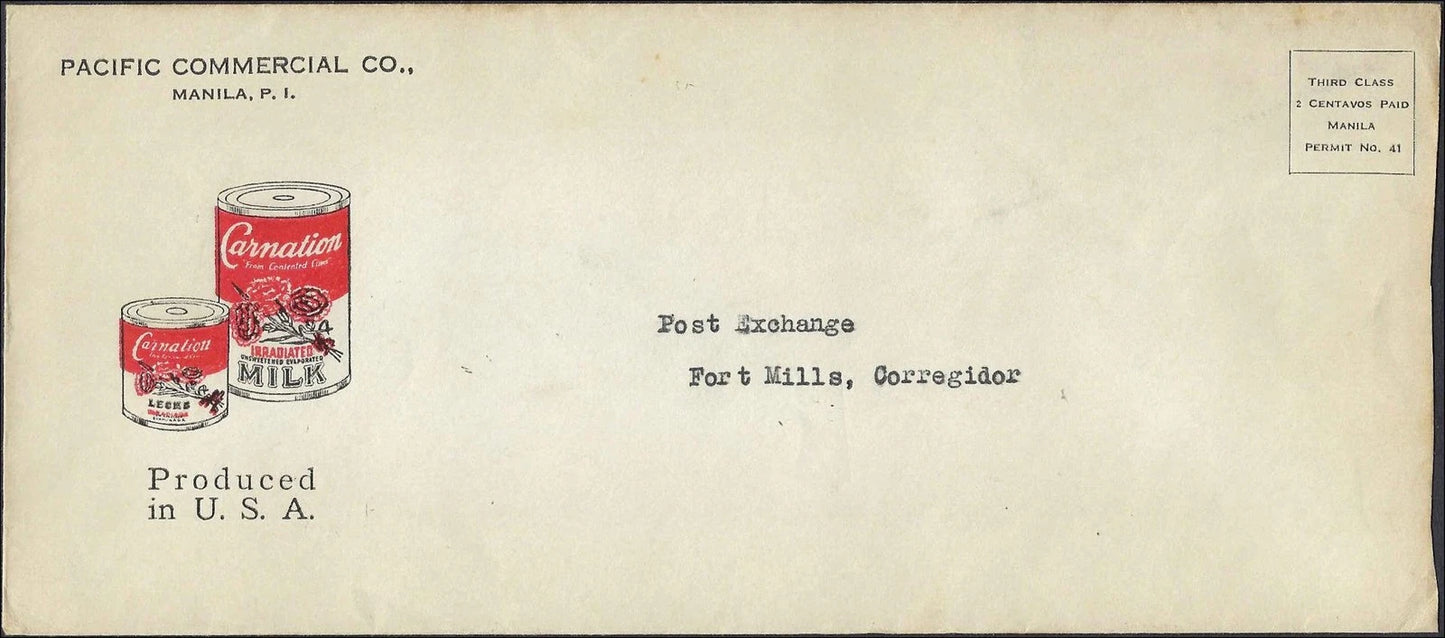 Philippines Corregidor Fort Mills Advertising Cover Carnation Milk
