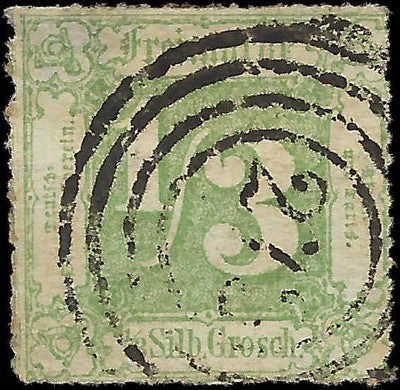 c1866 Thurn & Taxis, Germany 1/3sgr - Scott 28 - Used - Edge Thin - Cat= $600