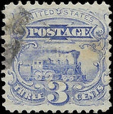 c1869 - Scott 114 3c Locomotive Stamp - Used - Nice Light Cancel Well Centered!