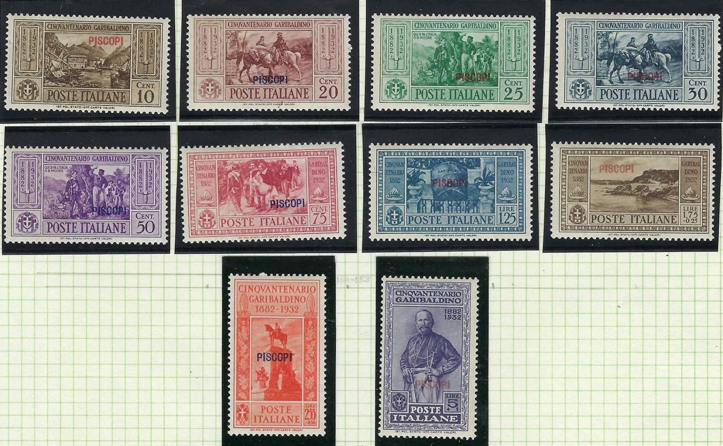 1932 Italy Offices In Piscopi, Aegean Islands Scott 17-26 - All MLH Nice Set!