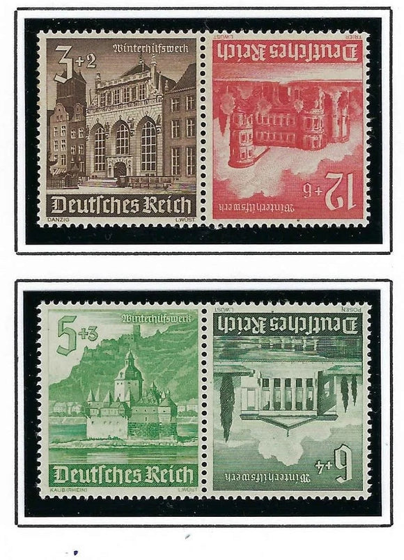 1940 Tete Beche Pairs -Sc# B177/B182,B179/B180 - MNH, Undisturbed OG - Fresh!