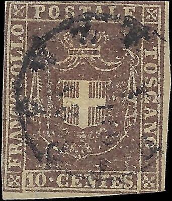 VEGAS - 1860 Tuscany Italy 10c Stamp -Scott 19 - Used - FV233