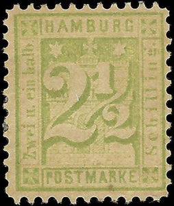 c1864 Hamburg, Germany 2-1/2s - Sc# 23 -No Visible WM - Apparent Reprint