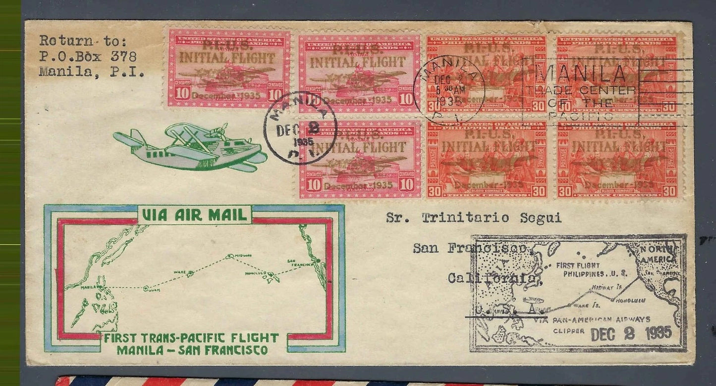 1935 First Trans-Pacific Flight Manila San Francisco Pan Am Clipper Cover
