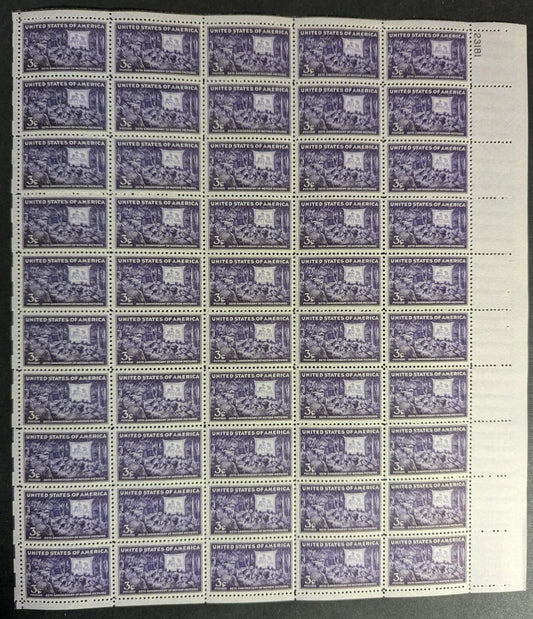 1944 USA Motion Pictures 3c Sheet -Scott 926 -MNH, Undisturbed OG - No Sig Flaws