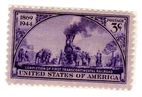 1944 Transcontinental Railroad Single 3c Postage Stamp, Scott922, MNH, OG