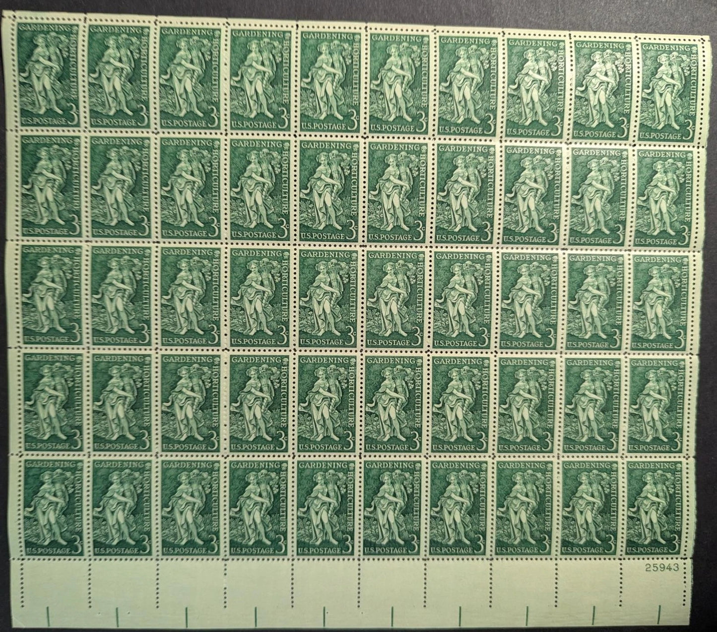 1958 USA 3c Gardening Sheet -Scott 1100 -MNH, Undisturbed OG -No Sig Flaws