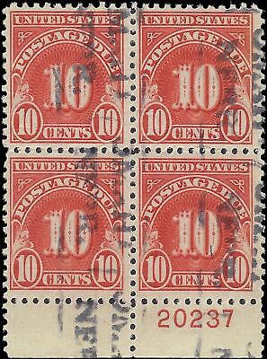 VEGAS - 1930 Postage Due 10c - Scott J74 -Block with Plate Number -P11 -Centering!