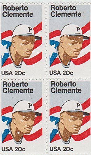 1984 Roberto Clemente Block of 4 20c Postage Stamps, Scott2097, MNH, OG